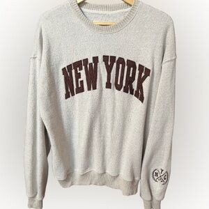 New York Popular Cream 'New York' Crewneck Sweater Size XL